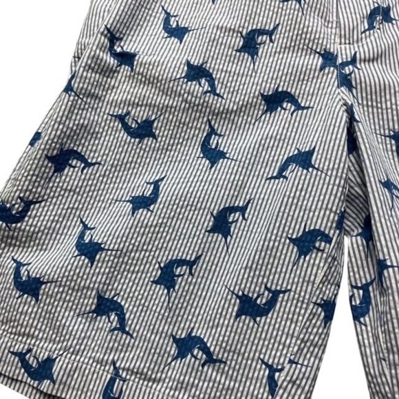 Vineyard Vines Boys New Seersucker Swordfish Blue Shorts Size 14 - Picture 2 of 5